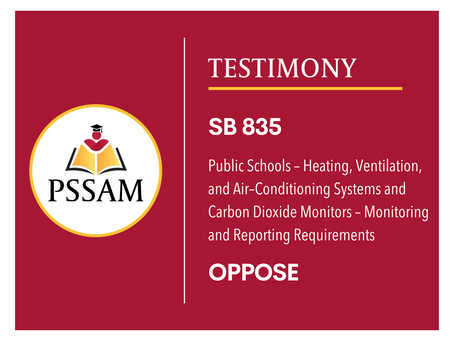 SB 835 Public Schools – HVAC Systems and Carbon Dioxide Monitor – Reporting Requirements