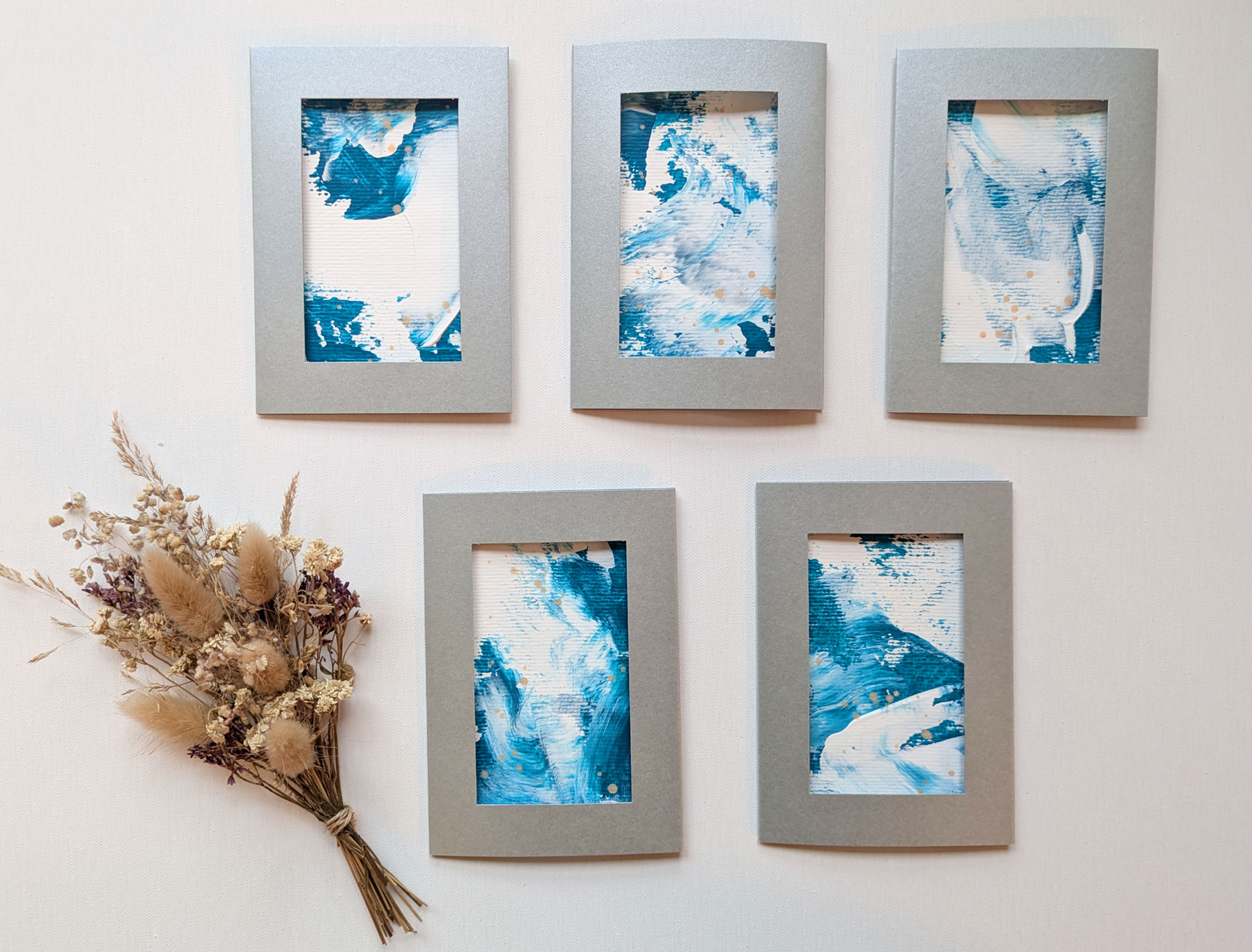 Passepartoutkarten Silber - Türkis