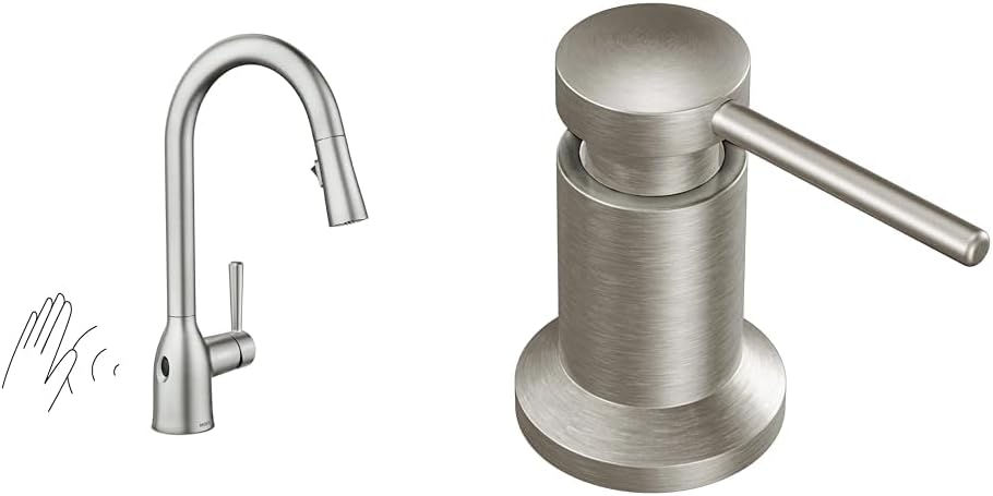 Thumbnail: Moen 87233SRS Adler One-Handle High Arc Pulldown Kitchen Faucet with Power Clea