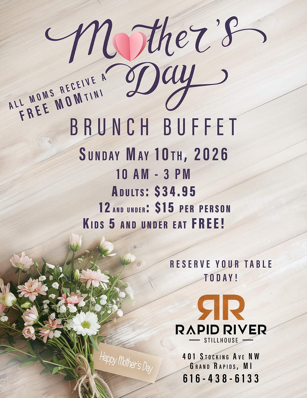 Mother's Day Brunch at the Rapid River Stillhouse