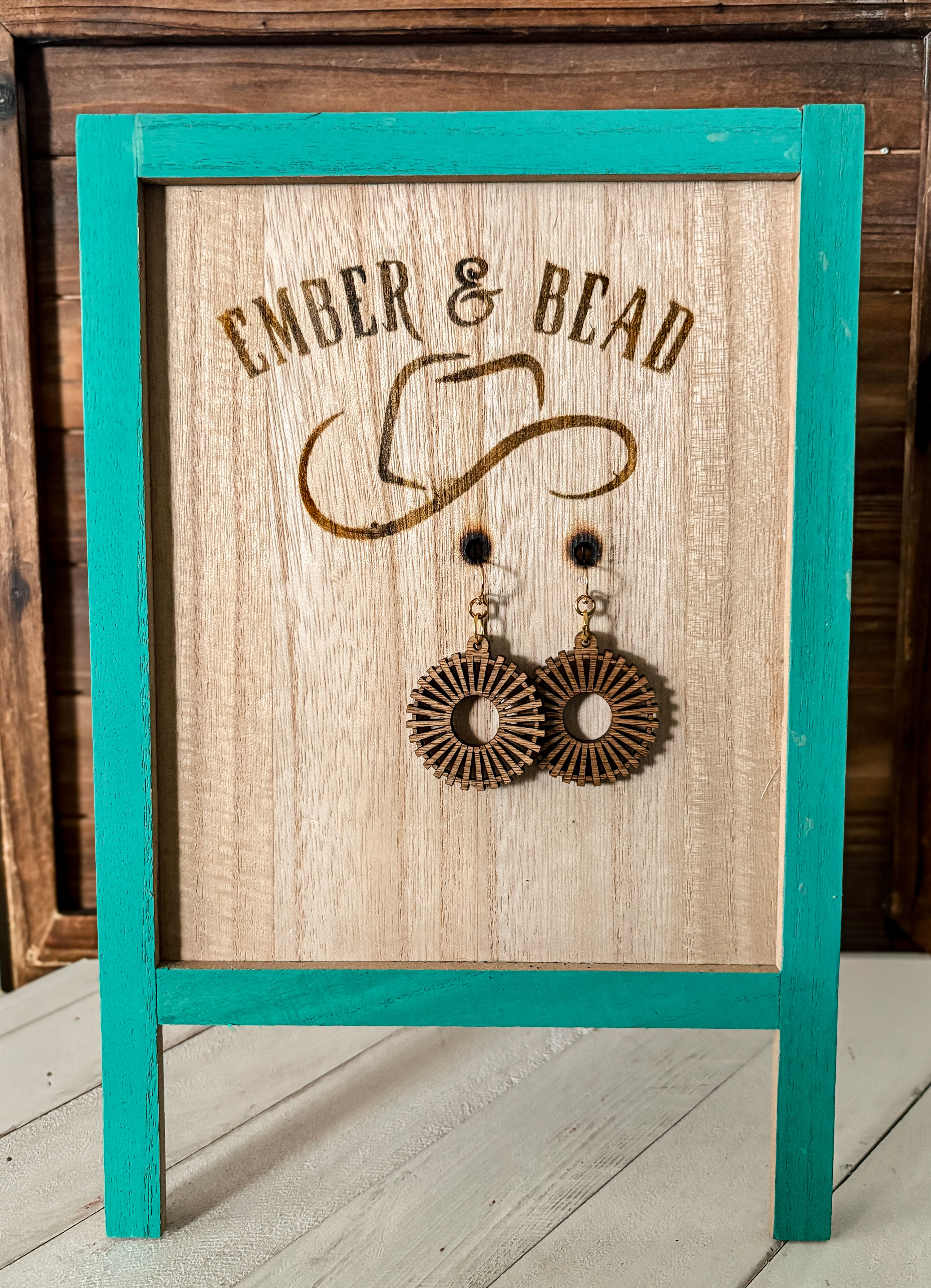 Wooden Wagon Wheel Earrings