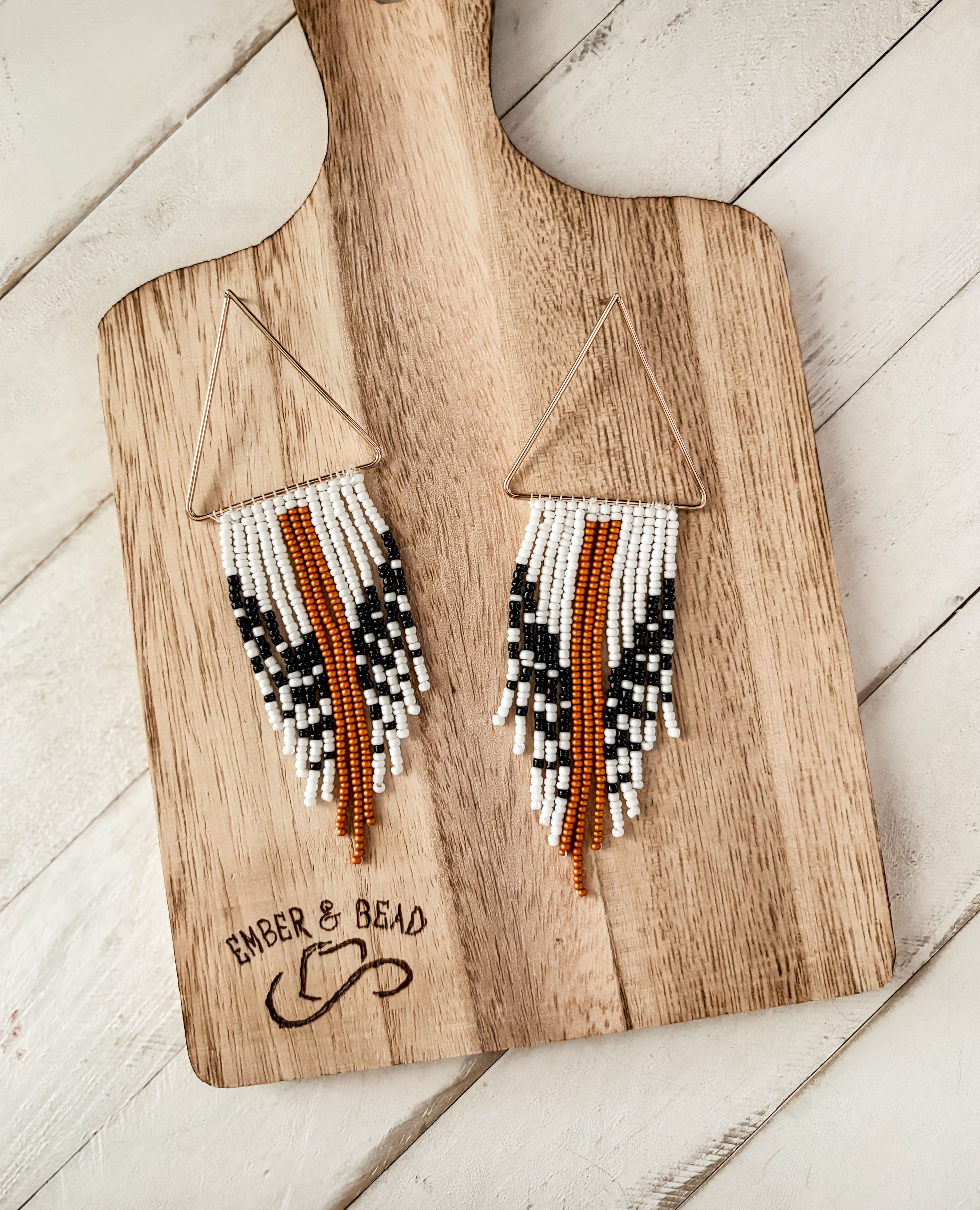 Glass Bead Western Fringe Earrings