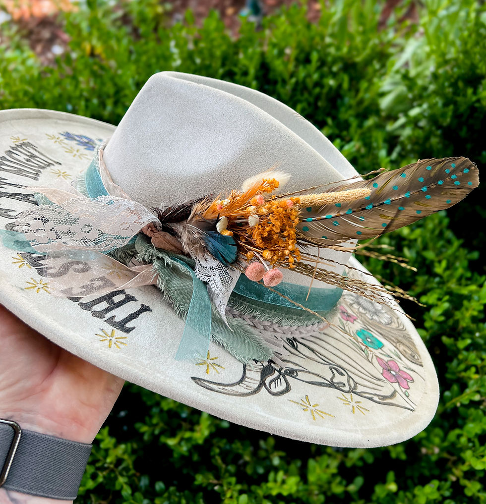 Thumbnail: Vegan Suede Hand Burned Hat- The Stars At Night 