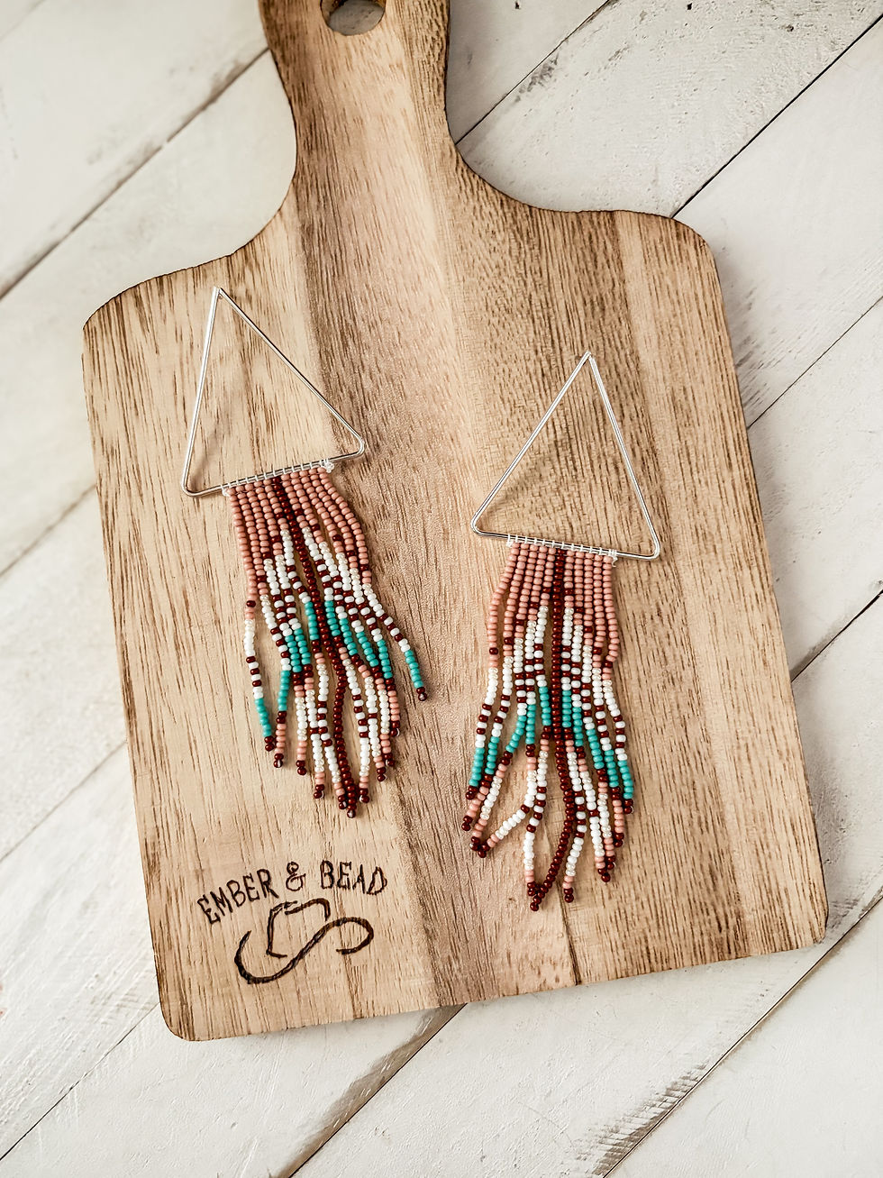 Thumbnail: Western Seed Bead Triangle Earrings