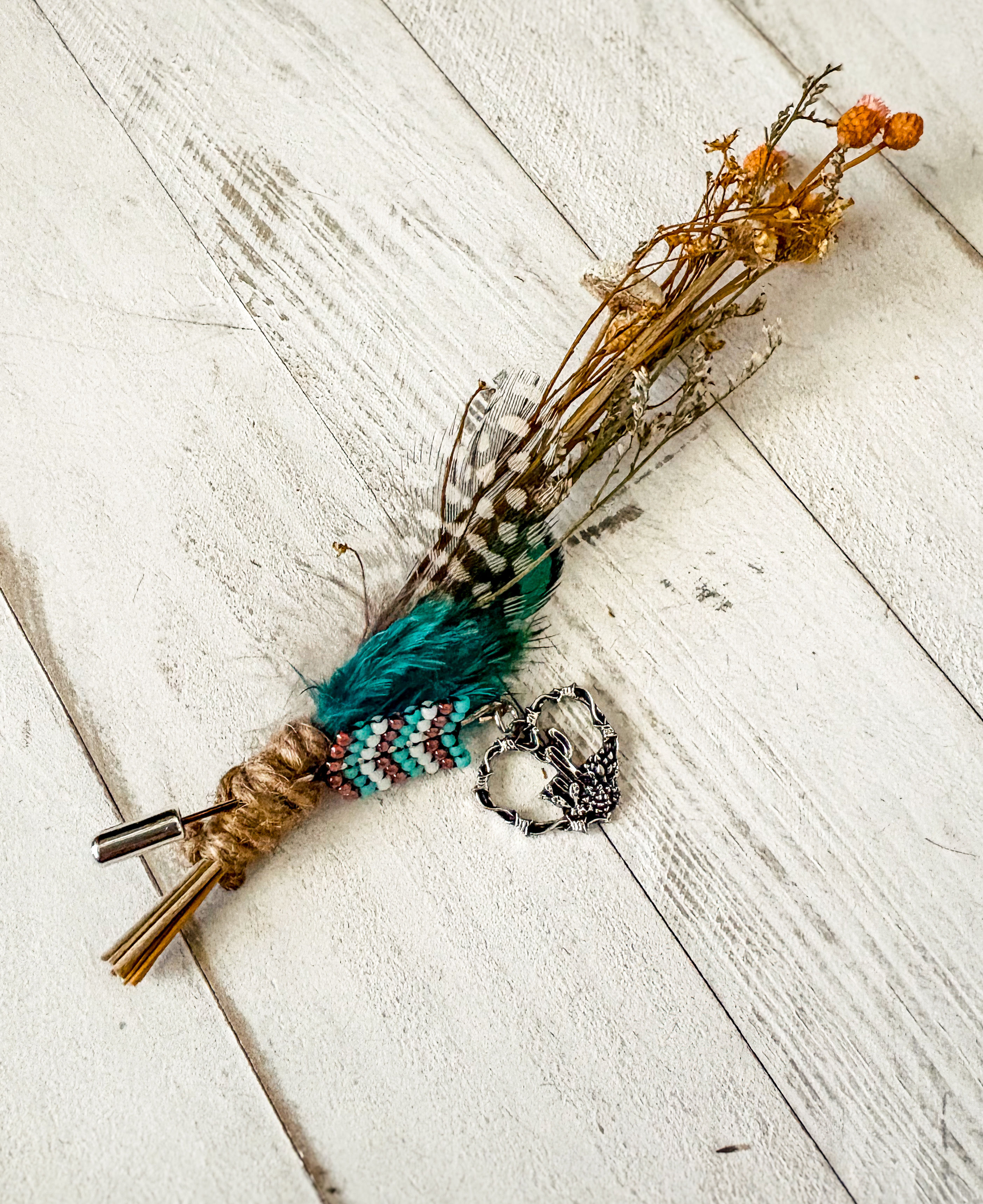 Dried Flower & Beaded Hat Pin