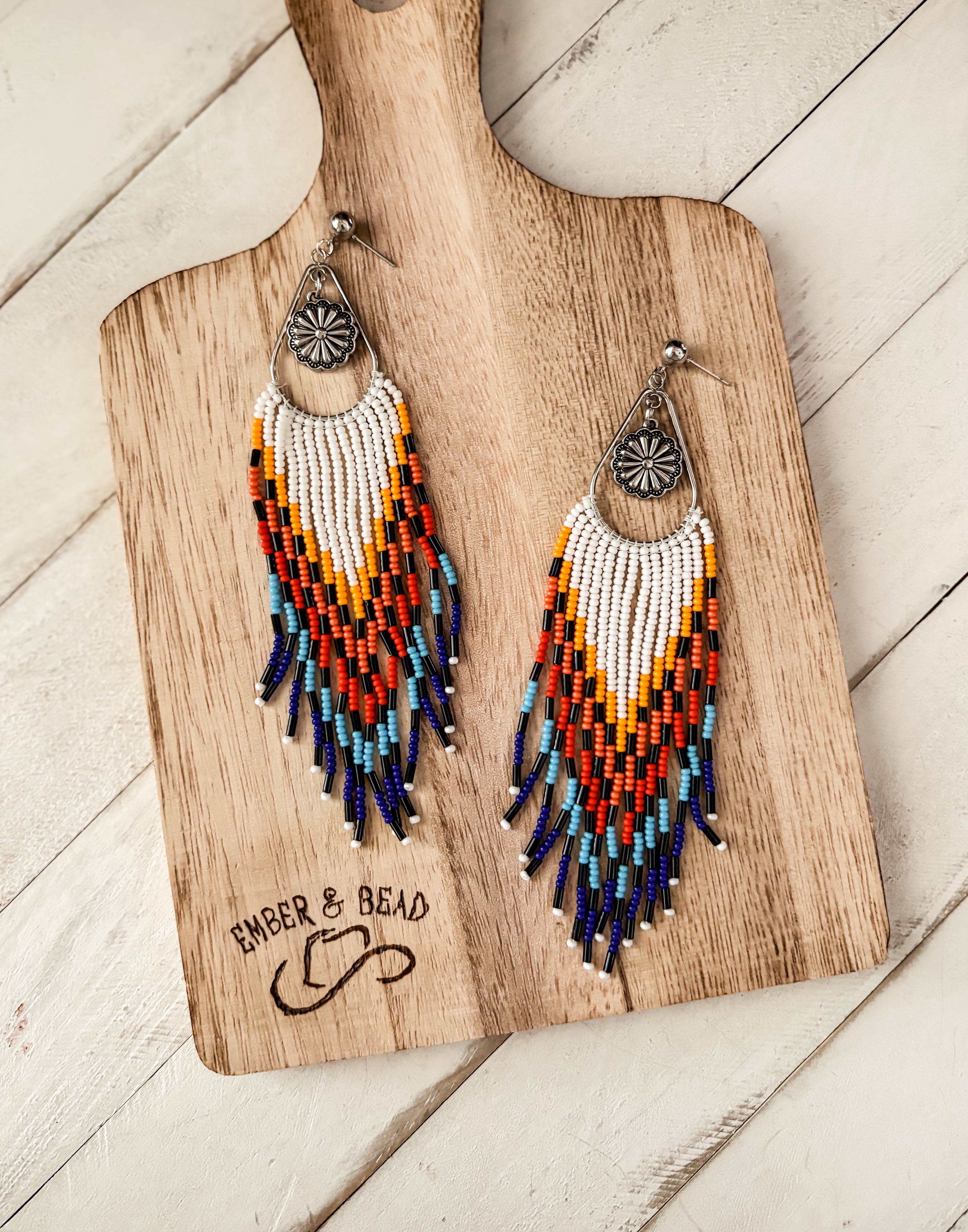 Western Beaded Fringe Earrings