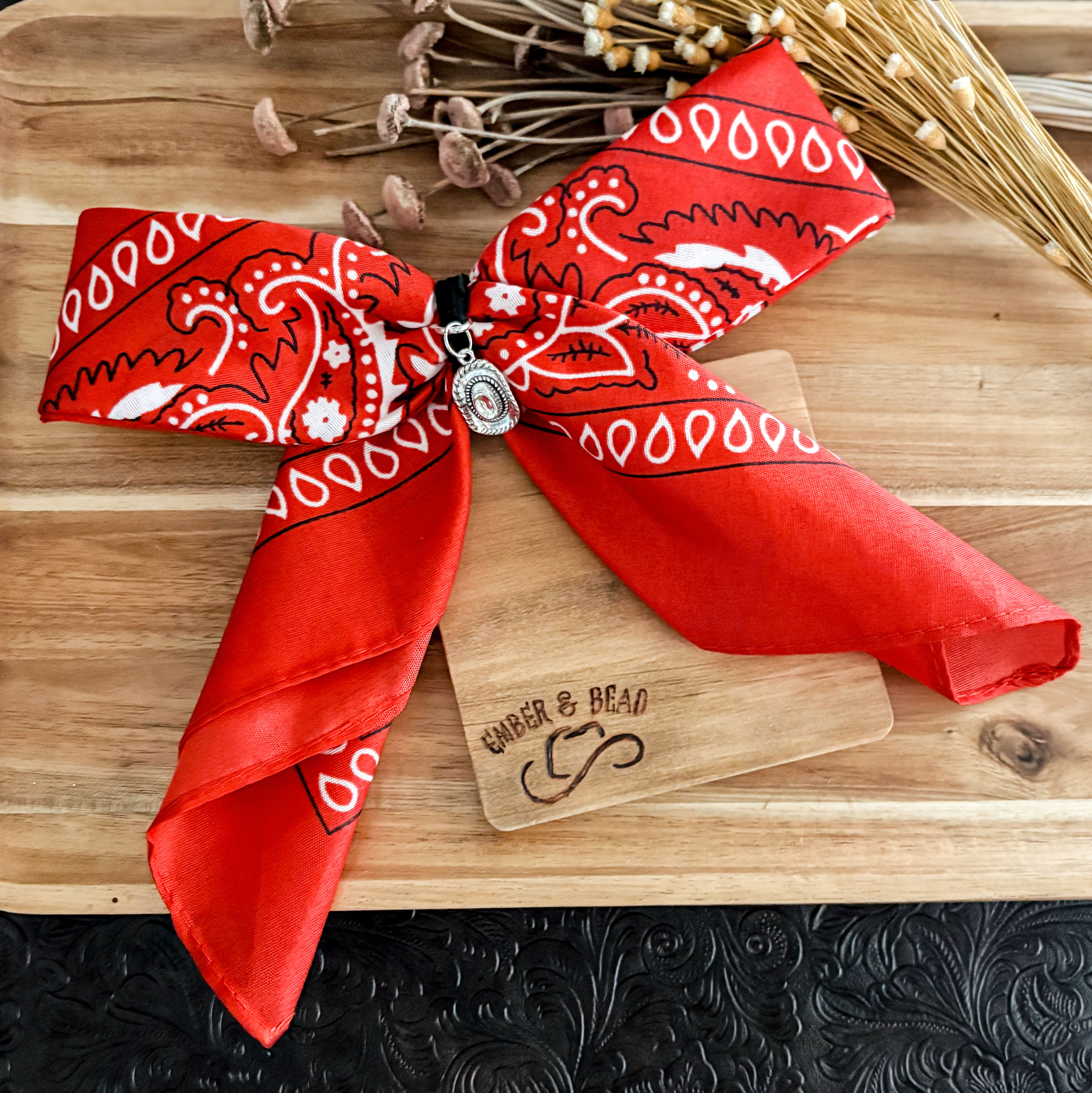 Bright Red Bandana Hair Bow