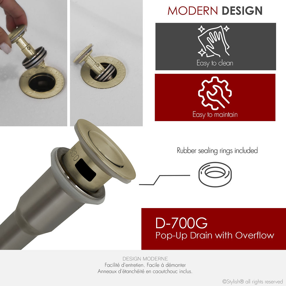 Thumbnail: POP-UP DRAIN WITH OVERFLOW D-700G NEW DESIGN