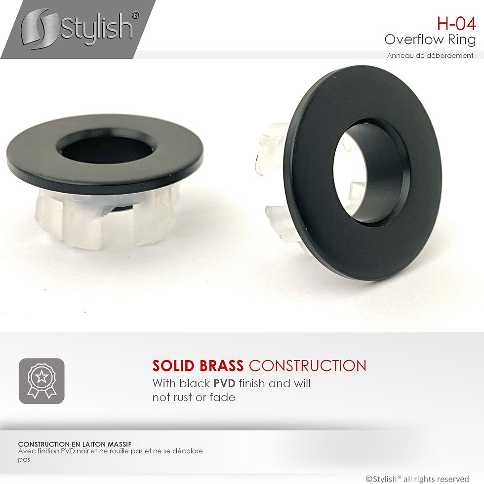 Thumbnail: STYLISH Matte Black Sink Basin Trim Overflow Cover H-04