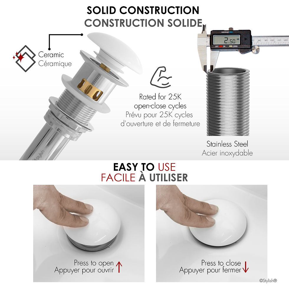 Miniature : STYLISH POP-UP DRAIN WITH OVERFLOW D-701H