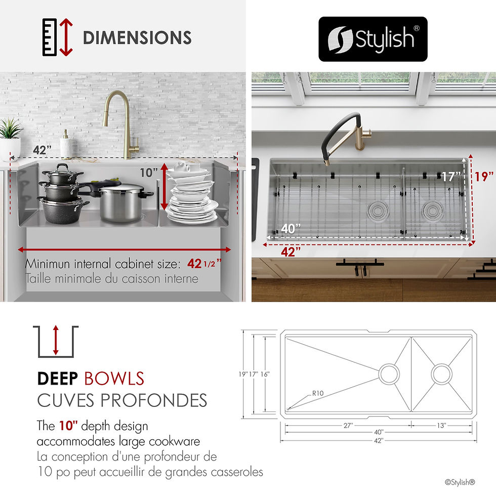 Thumbnail: STYLISH 42'' VERSA42 S-642WK Workstation 70/30 Double Bowl Kitchen Sink