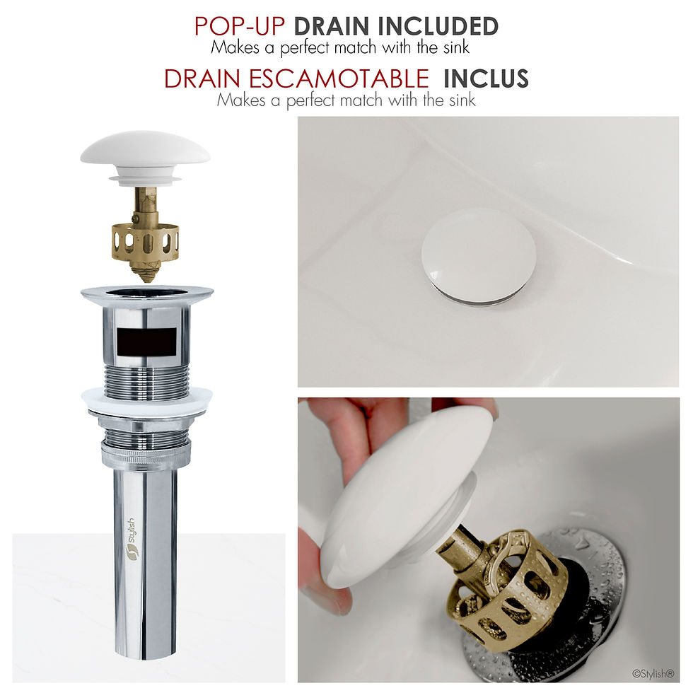 Thumbnail: STYLISH 20'' Undermount Bathroom Sink with Ceramic Pop up Drain CHIC P-200D