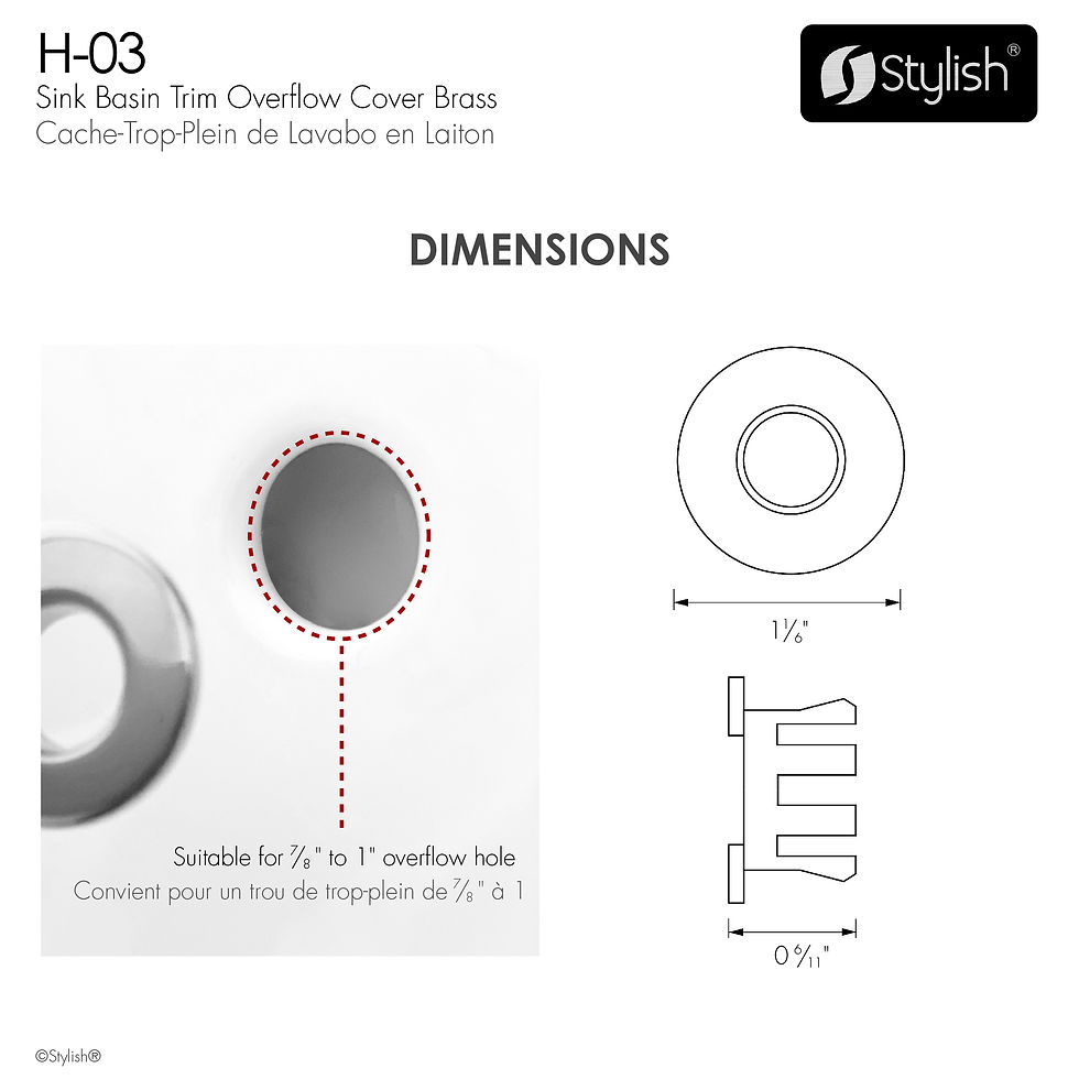 Thumbnail: STYLISH Sink Basin Trim Overflow Cover H-03