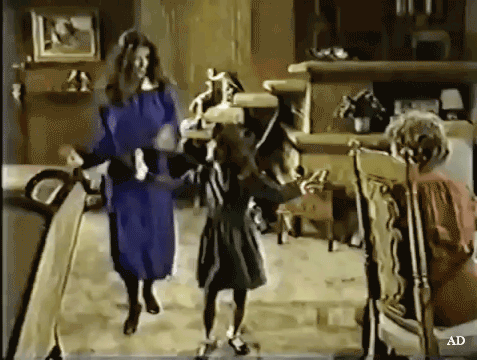 Anna and Robin dancing for Filomena at Robert's house in 1985