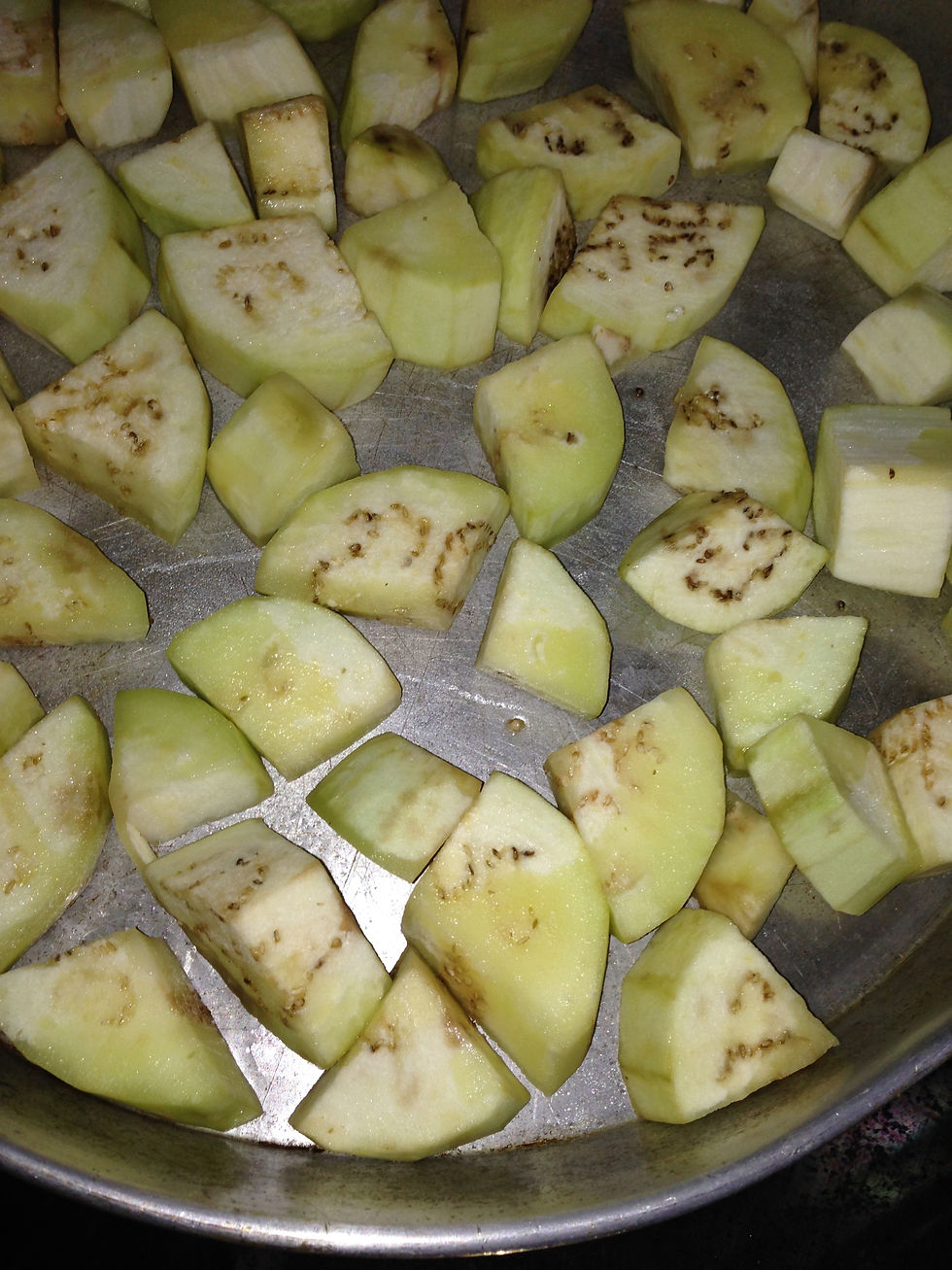 eggplant pealed & cut