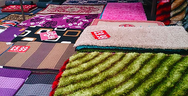Floor display of rugs
