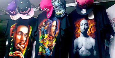 T-shirts and caps