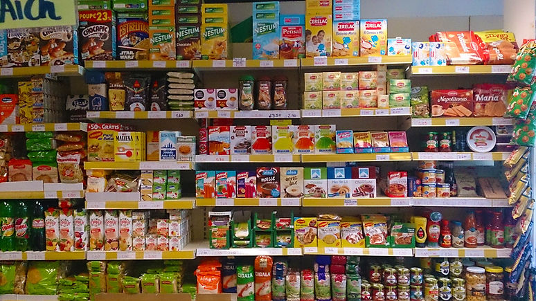 Groceries packets and cans
