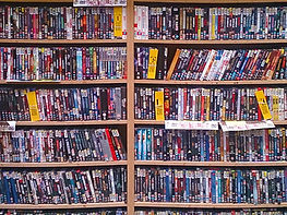 DVDs displayed on racks