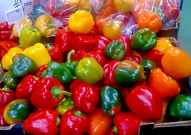 Green, red, yellow and orange peppers