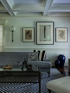 Living room in Westchester New York using the Rongotai rug in black and white