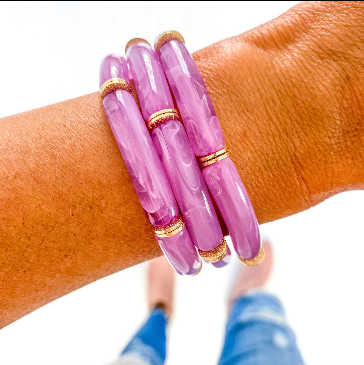 Acrylic Tube Bamboo Bracelet