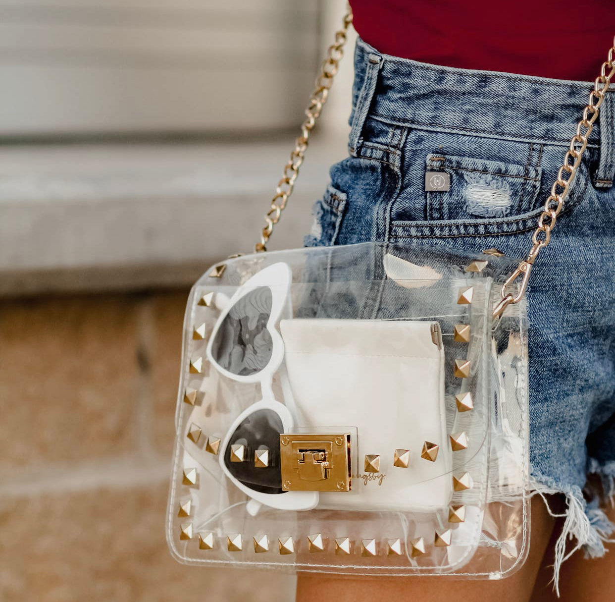 Game Day Studded Clear Purse 