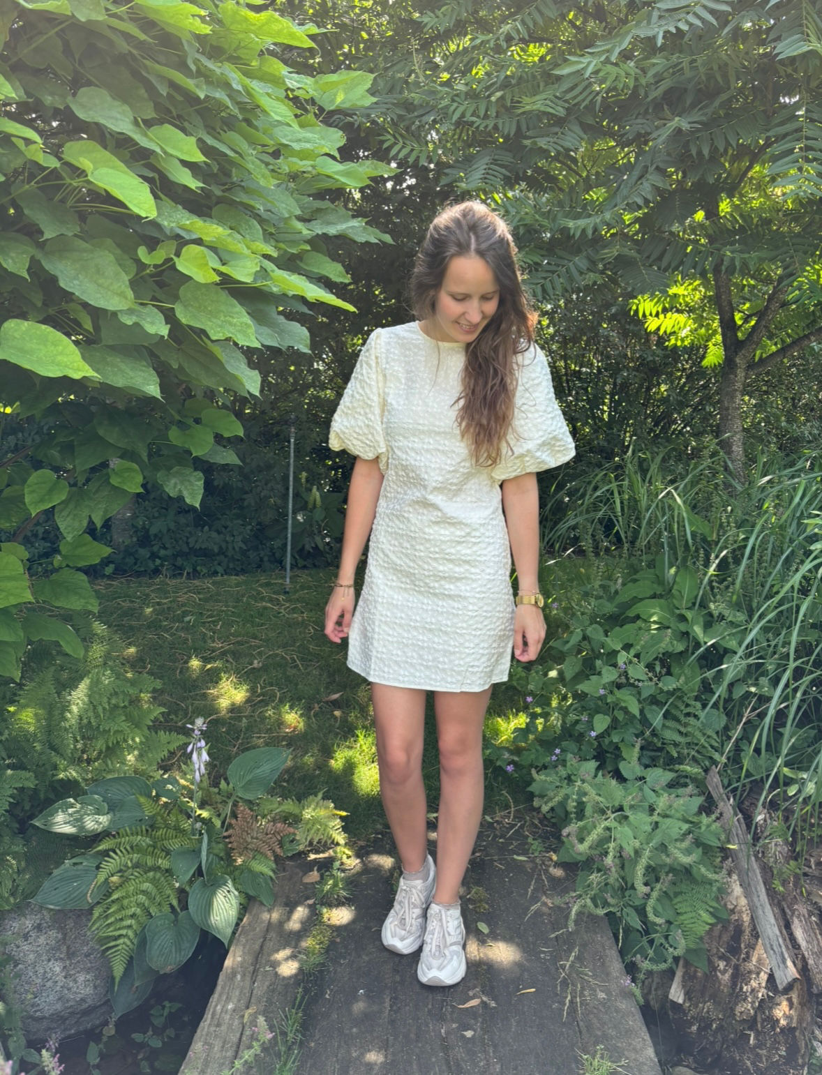 Jurk bloemen crème