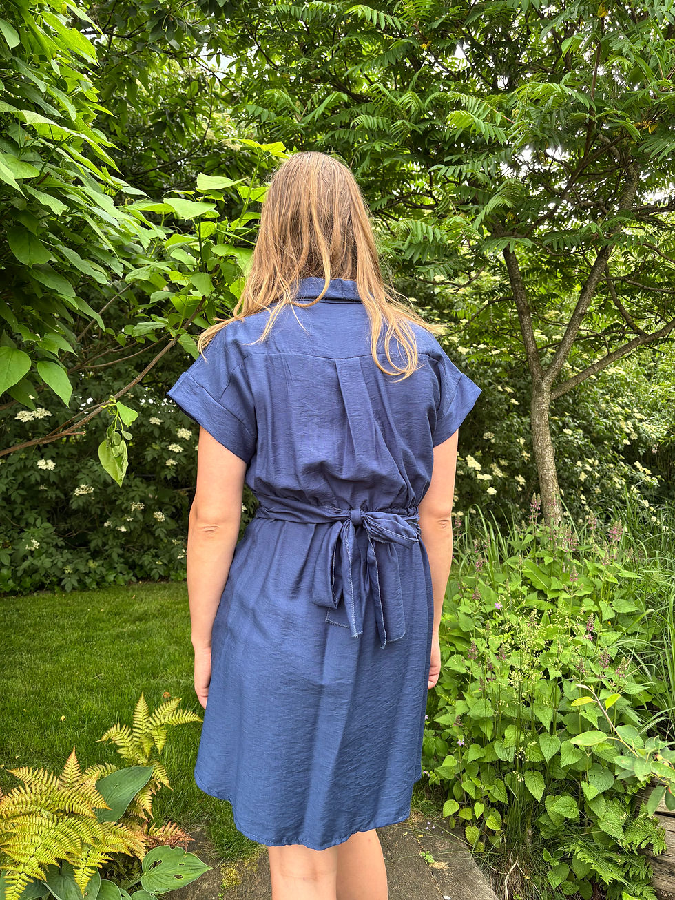 Thumbnail: Overslag jurk Lynn donkerblauw