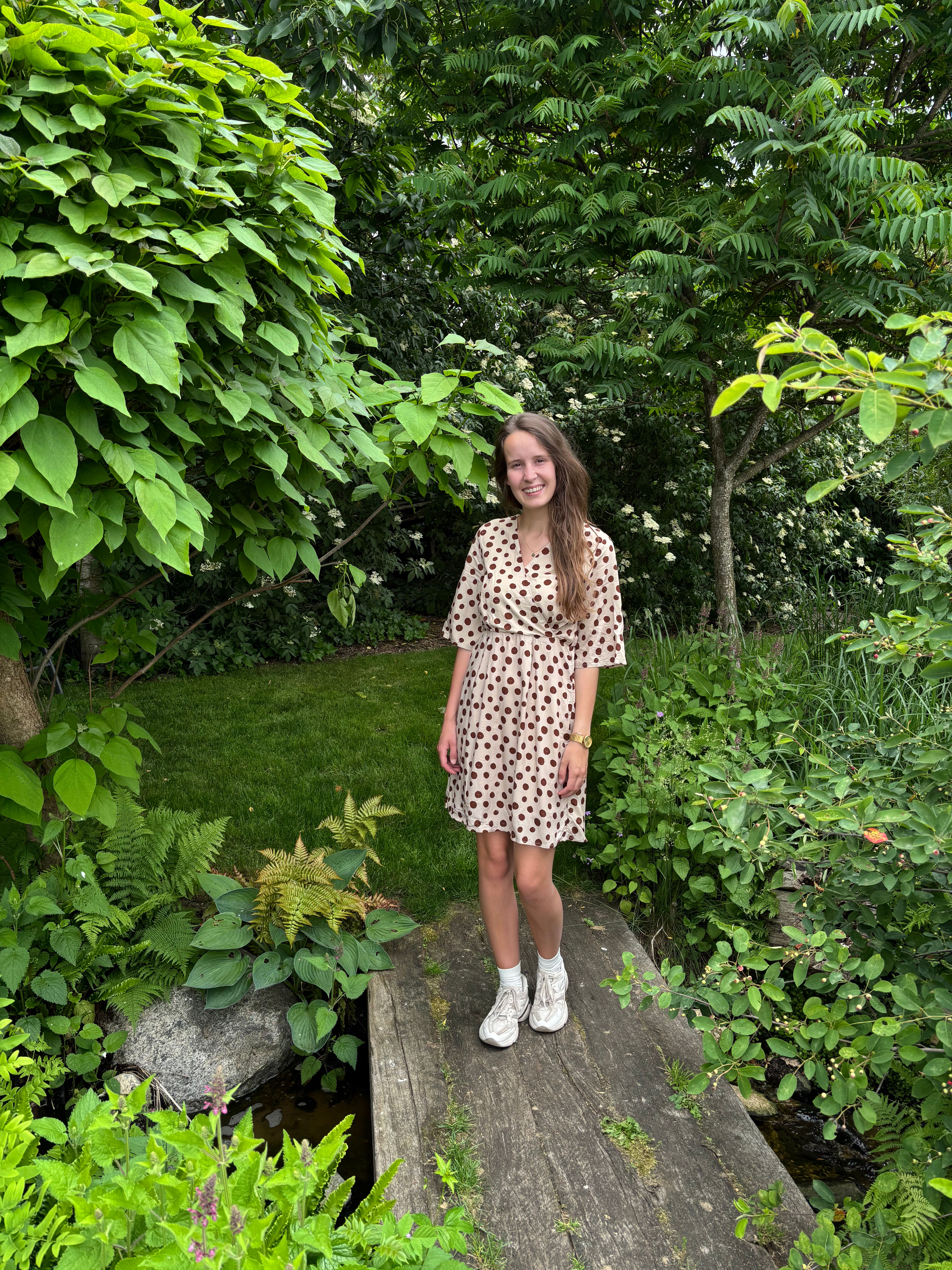Polkadot jurk beige