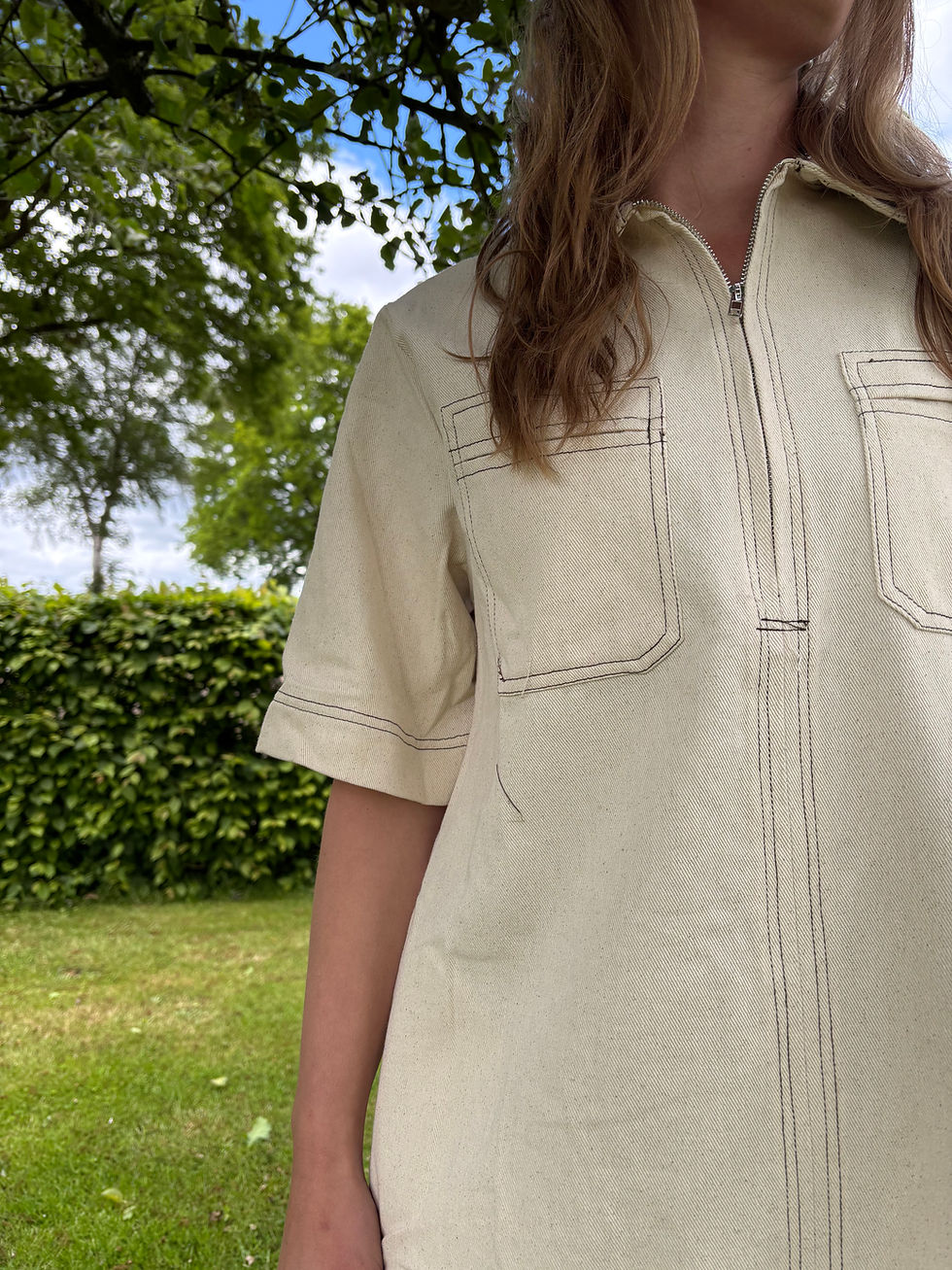 Thumbnail: Denim jurk beige