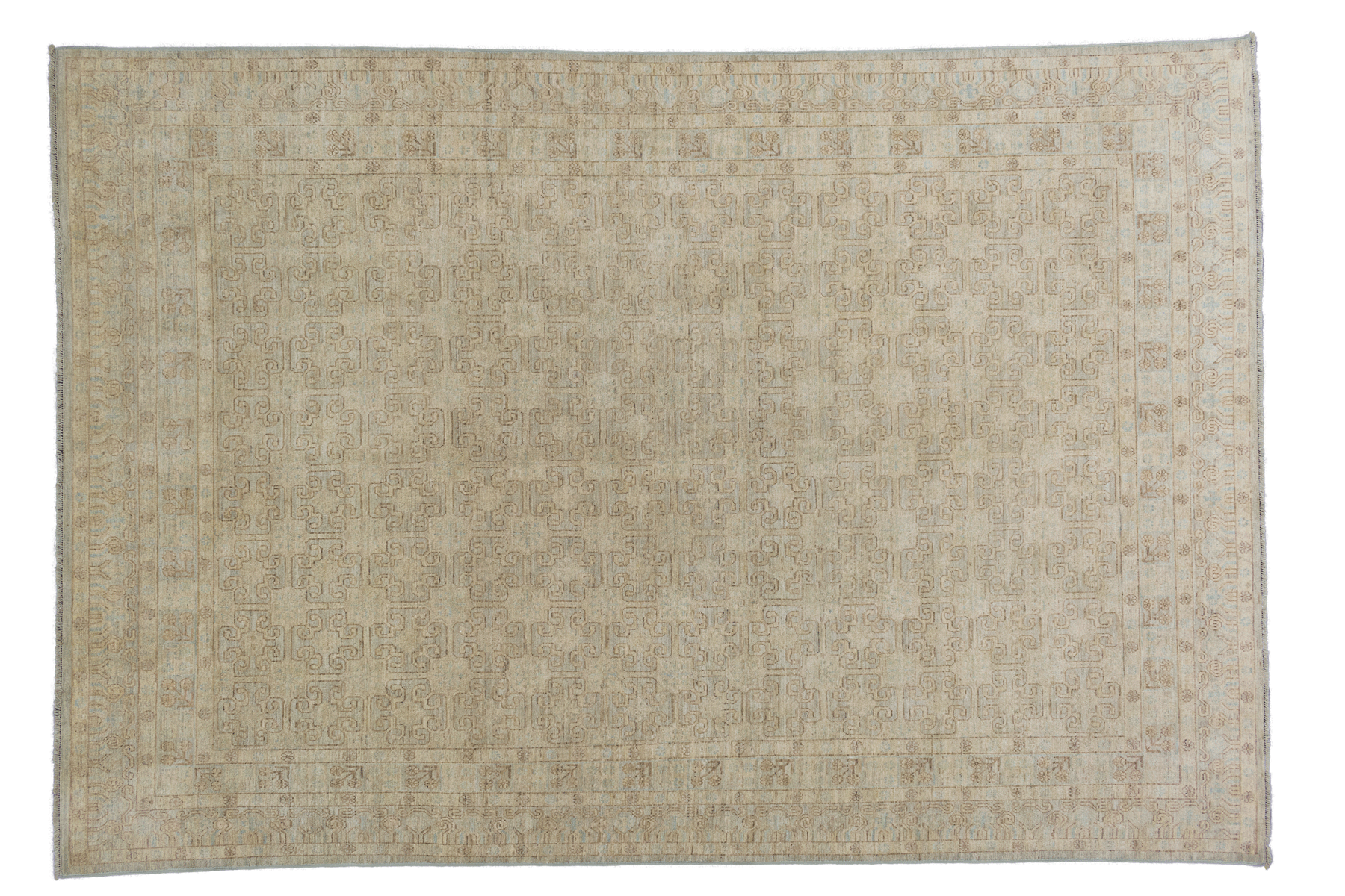 Tribal Beige and Blue Rug