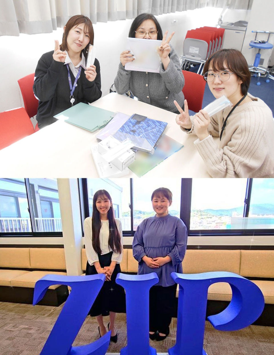 休憩スペースで社員同士が楽しそうに談笑している様子