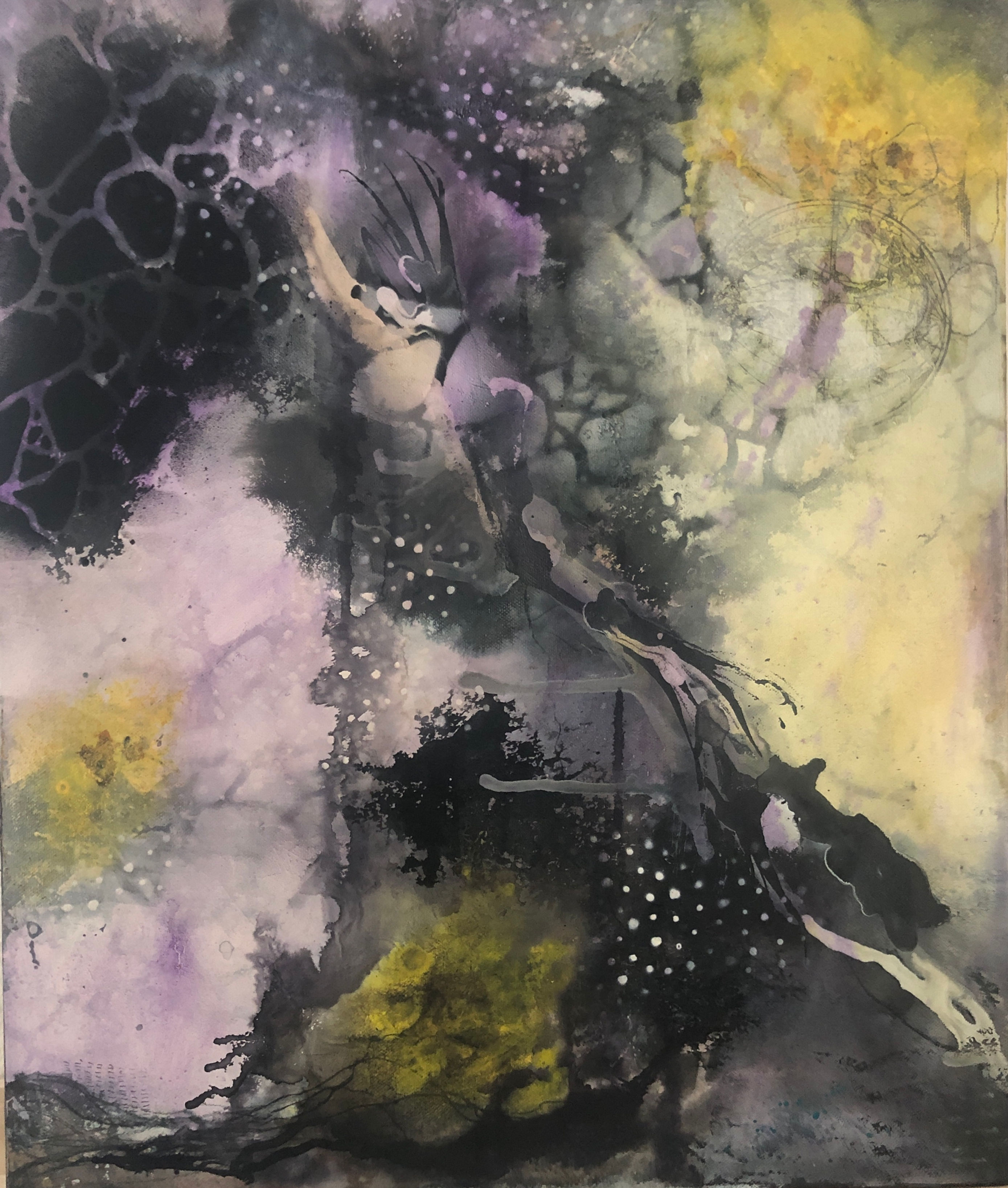 Abstrakt akryl og olie på lærred