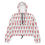 Thumbnail: White women's cropped windbreaker with hood, red and black pattern