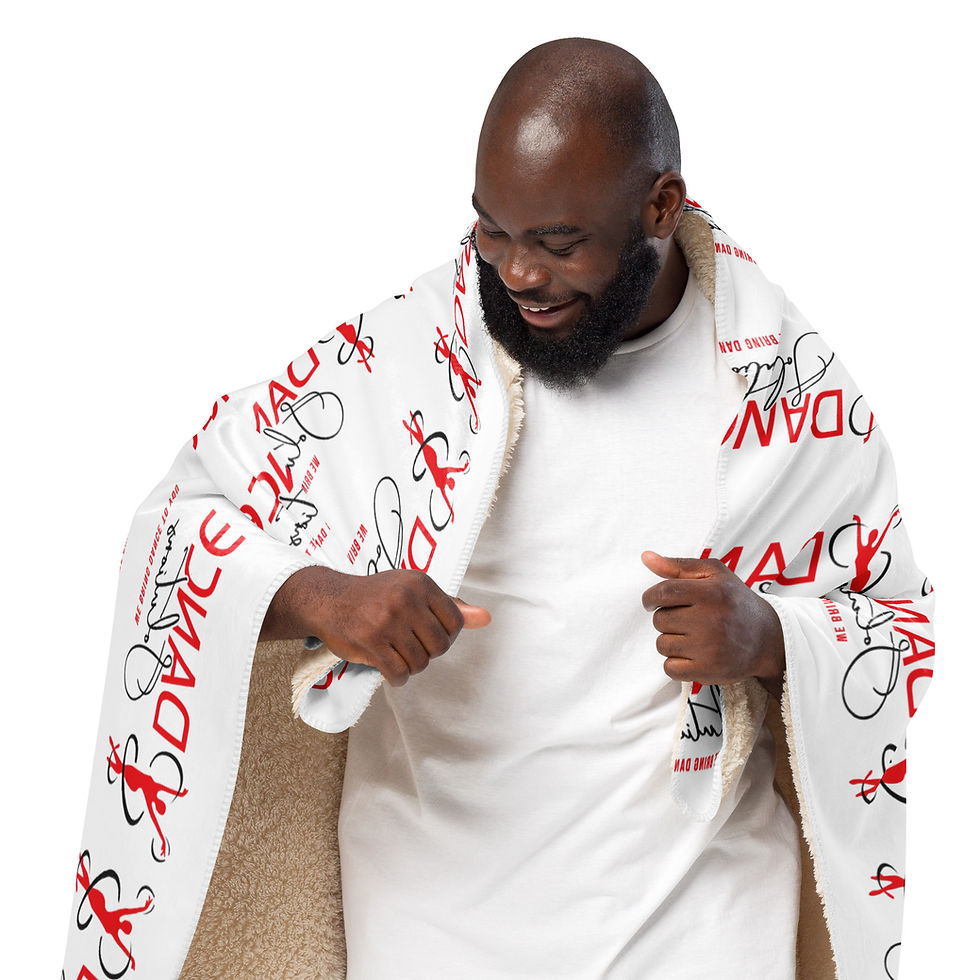 Thumbnail: Smiling man wearing a white Sherpa blanket with DANCE text.
