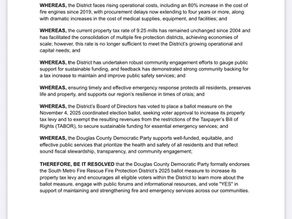 Resolution in Support of 7A for South Metro Fire