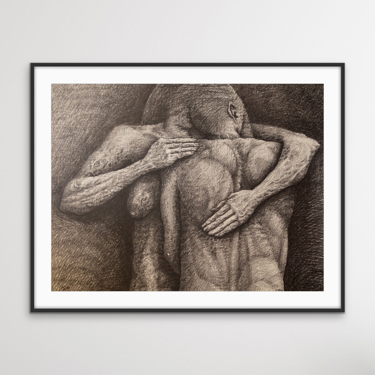 Kohlezeichnung "Versöhnung", 84x119cm, Berlin 1980