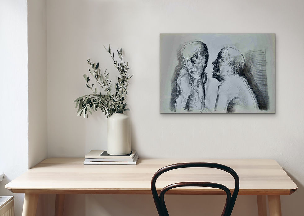 Miniaturbild: Kohlezeichnung "Die Frage", 40x60cm, Berlin 1984