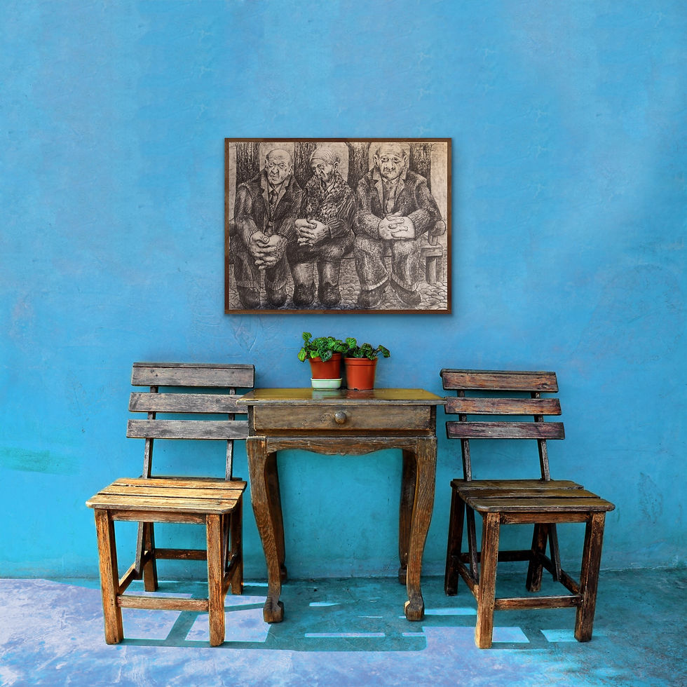 Miniaturbild: Kohlezeichnung "Parkbank", 84x119cm, Berlin 1979