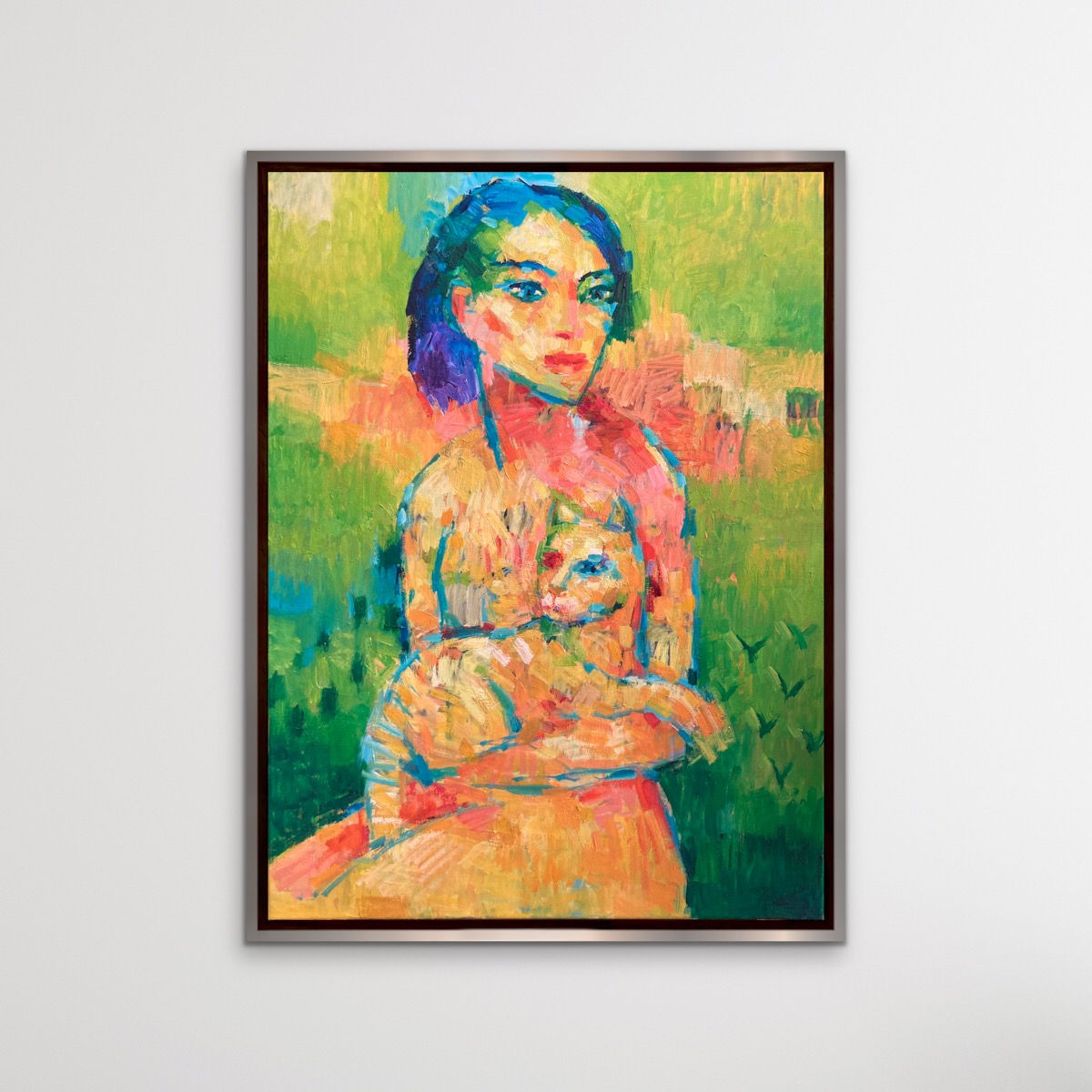 Ölmalerei "Frau mit Katze", 60x80cm, Berlin 2010