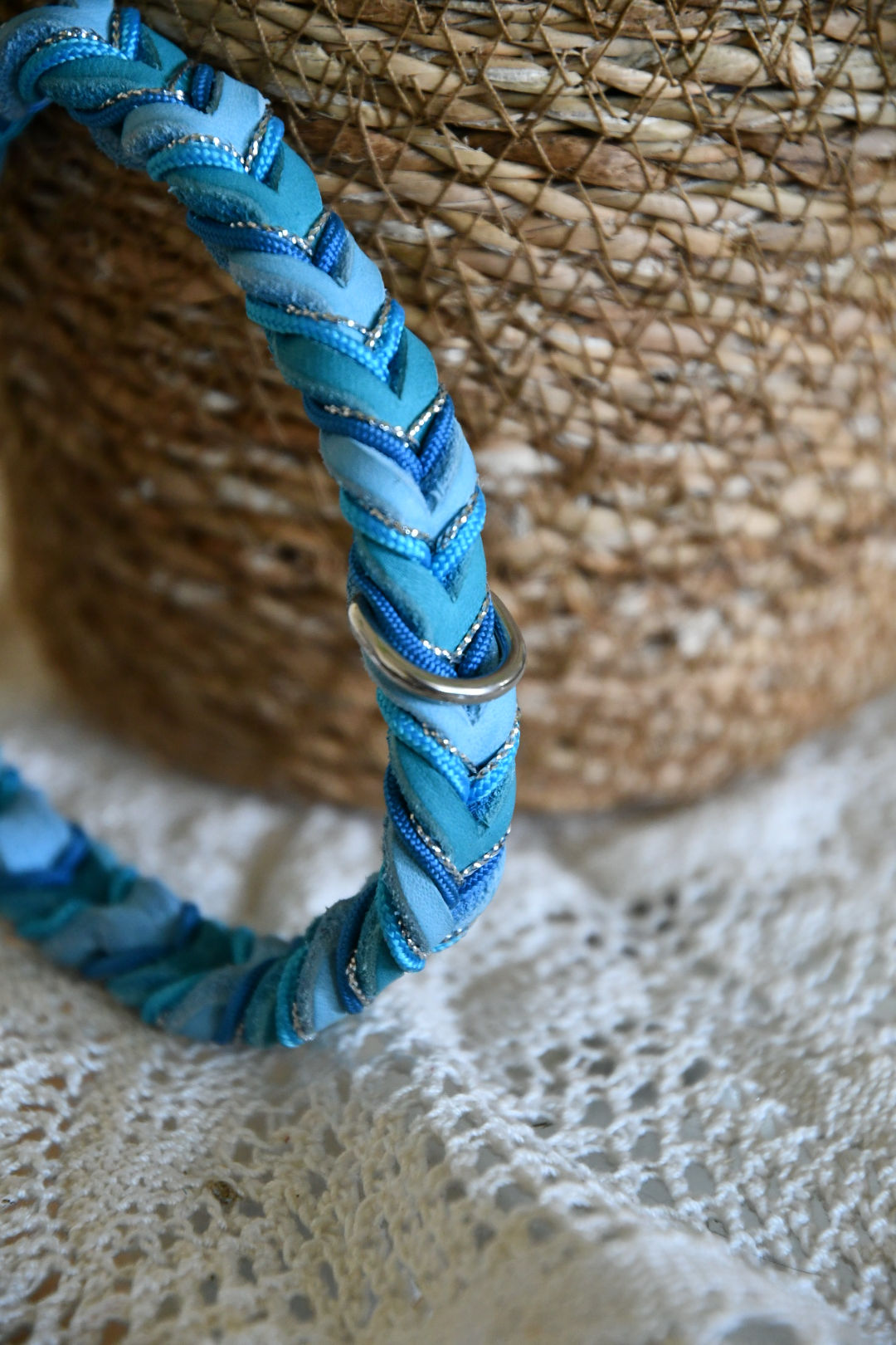 Lederhalsband "ocean Blue"