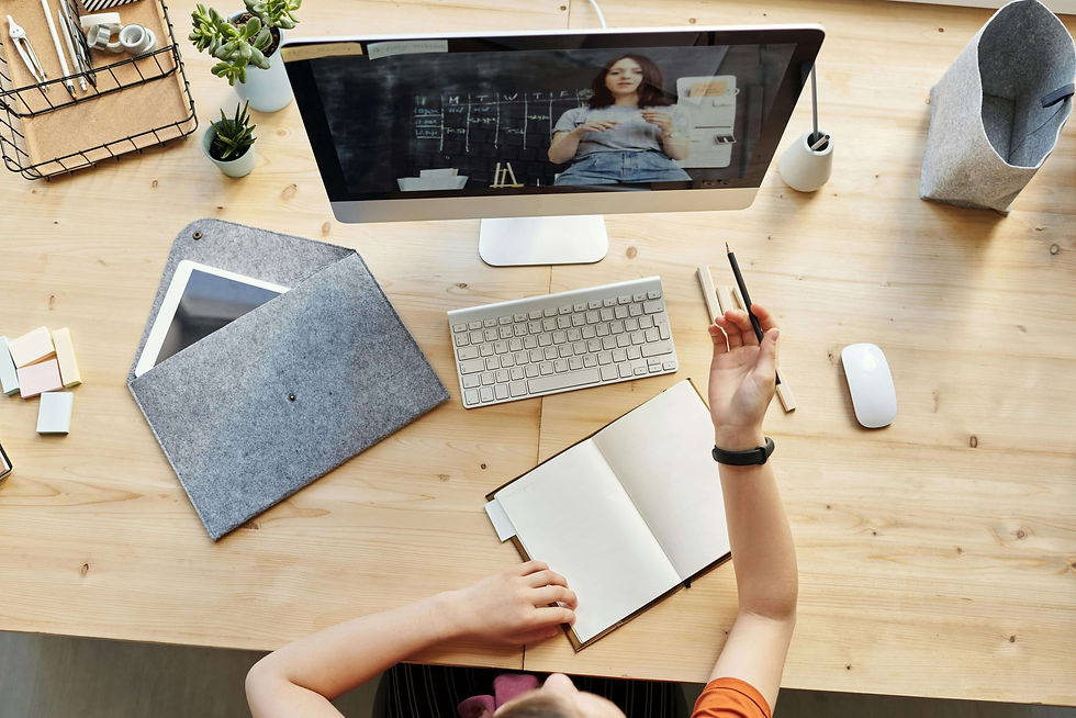 Child taking online course