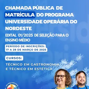 Oportunidade para Egressos do Programa Universidade Operária: Matrículas no CMEP Eneida Soares Pessoa