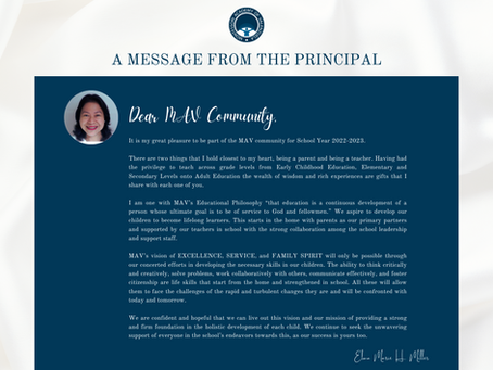 A Message from our new School Principal