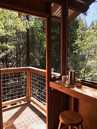Enjoy the views from The Sanctuary Treehouse at Pine Grove in Cobb, California
