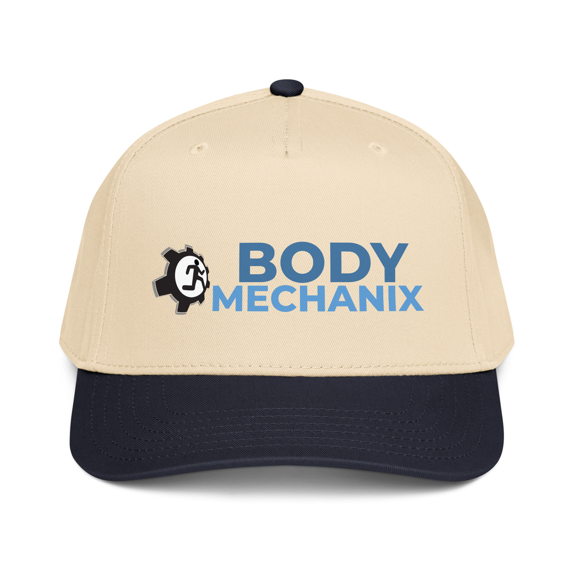 Body Mechanix Classic Snapback Hat – Tan/Navy