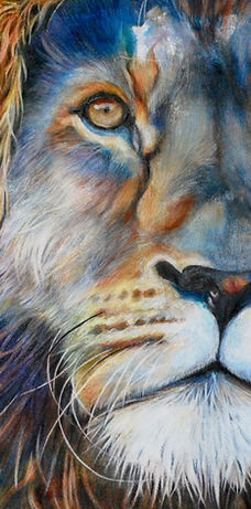 Colorful painting of a lion