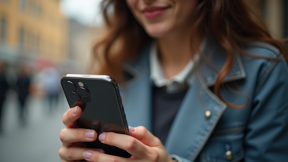 Eye-level view of a person using a smartphone to chat on a dating app