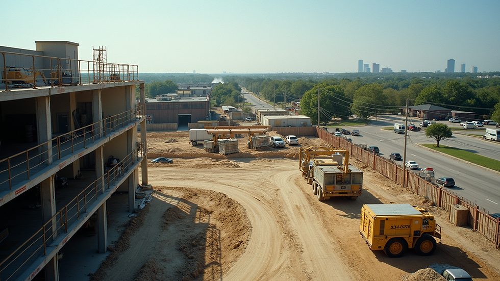 High angle view of commercial construction site in Austin